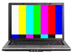 Laptop showing TV test pattern